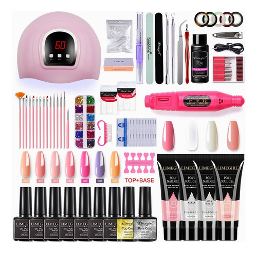 Kit Polygel Completo Gel Para Uñas Lampara Kit Uñas Manicura