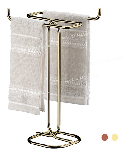 Porta Toalha Bancada  Duplo Banheiro Rose Gold Dourado + Cor