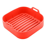 Forma Quadrada Lyor De Silicone Para Air Fryer Vermelha