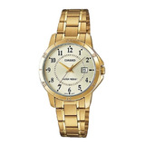 Reloj Casio Ltp-v004g Mujer Calendario Acero 100% Original! Color De La Correa Dorado Color Del Bisel Dorado Color Del Fondo Dorado