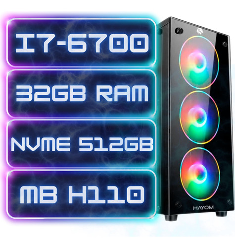 Pc Gamer Cpu Rgb Completo I7-6700 Ddr4 32gb Ram + Nvme 512gb