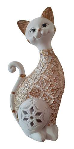 Figura Decorativa Gato Con Espejos 24 Cm.