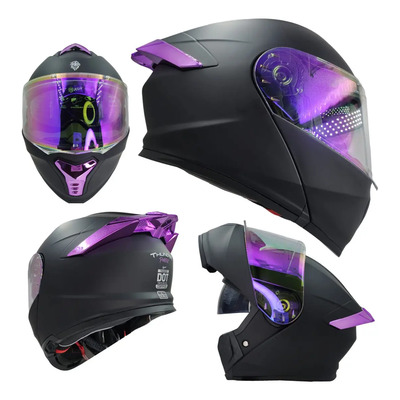 Casco Kov Mujer Mica Night Vision Evo Certificado Abatible Color Morado Gold Diseño Sólido Tamaño Del Casco S | Meses sin interés