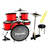 Bateria Iantil Luen Star Kids Vermelha Completa