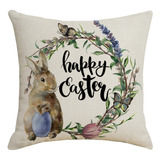 Funda De Almohada De Pascua Con Estampado De Conejito, Cojín