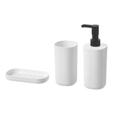 Juego Set De Baño 3 Pzs Dispensador + Jabonera + Vaso Blanco