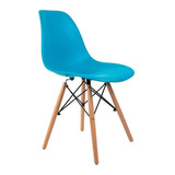 Cadeira De Jantar Empório Tiffany Eames Dsw Madera, Estrutura De Cor  Azul-turquesa, 1 Unidade