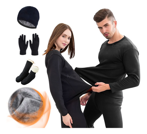 Kit Frio Blusa + Calca Termica Luvas Meias E Touca Quente