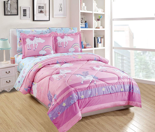 Elegante Hogar Multicolor Purpura Rosa Blanco Azul Unicorni