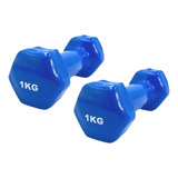Set De Mancuernas De 1kg Color Azul Pack De 2 Unidades. 