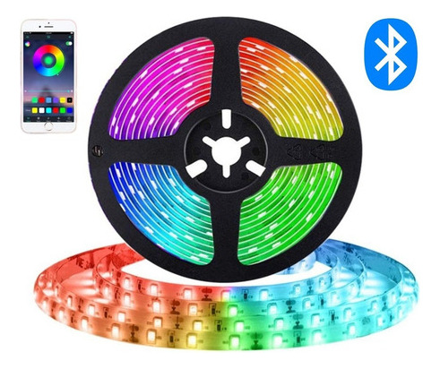 Tira Led Rgb Bluetooth 5mts 5050 