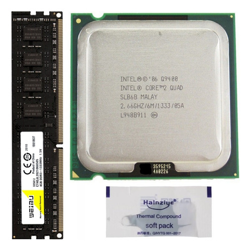 Kit Memória Ddr3 1333mhz 4gb + Core 2 Quad Q9400 2,66 Ghz