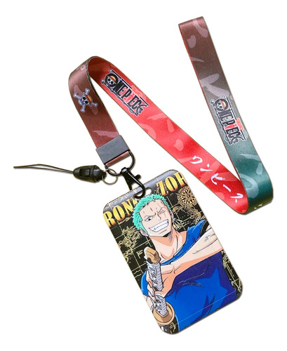 Porta Carnet Y Lanyard One Piece Anime Roronoa Zoro Gafete