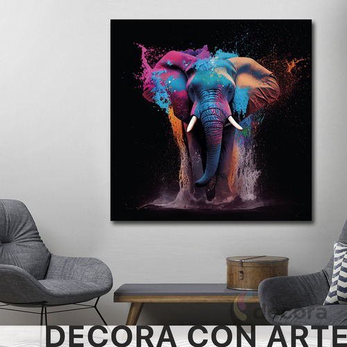 Cuadro Elefante Colores Canvas Elegante Sala Anima35 120x120