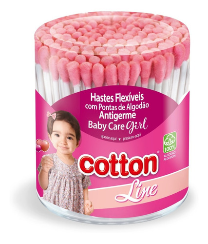 Hastes Flexíveis 4 Potes 600 Cotonetes Baby Care - Cotton 