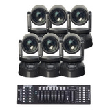 6 Moving Head Beam Rgbw 100w 7gobo + Mesa Dmx