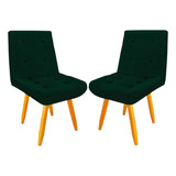 Kit 2 Cadeiras Para Penteadeira París Estofada Suede Verde