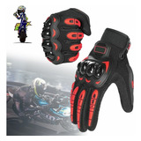 Guantes Moto Armad Gear Touch Cuero Tela Impermeable Rojo