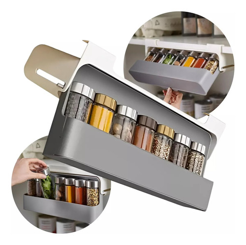 Especiero Colgante Rebatible Rack Organizador + 6 Frascos