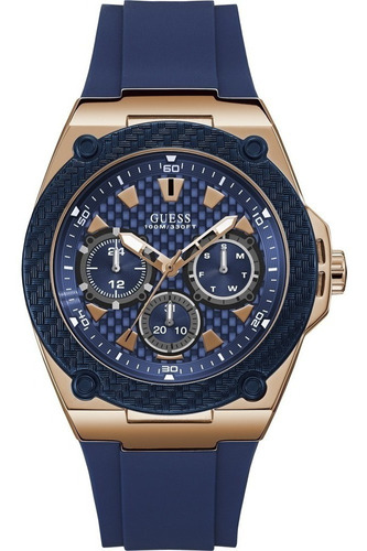 Reloj Guess Silicona Caballero W1049g2 100% Original Color De La Correa Azul Color Del Bisel Oro/rosa Color Del Fondo Azul
