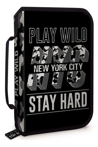 Cartuchera Canopla Desplegable Play Wild Stay Hard 1 Cierre Color Multicolor Camuflado/gris