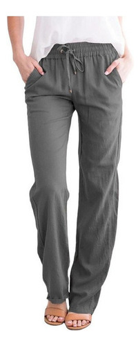 Pantalones Anchos De Mujer Con Cordón De Lino Y Algodón