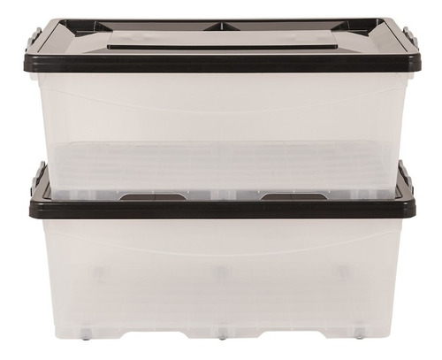 Set X2 Cajas Organizadoras Plastica Chica Con Ruedas 40 Lt 