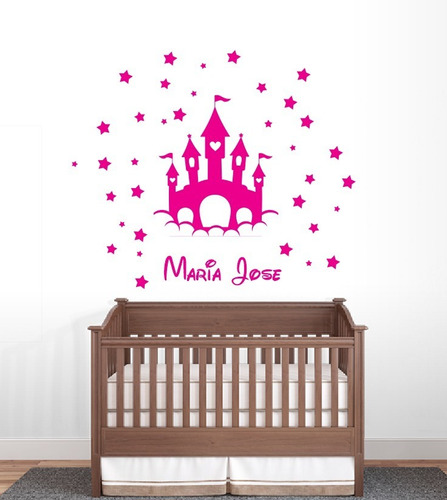 Vinilos Cuarto Del Bebe Niñas Castillo Con Nombre  1mx1m  