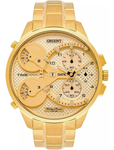Relógio Orient Cronógrafo Dourado Original Mgsst003 C2kx