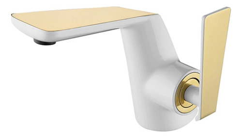 Llave Grifo Monomando Lavabo Blanco / Oro Brillante Gami