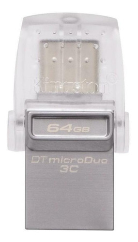 Pendrive Kingston Datatraveler Microduo 3c Dtduo3c 64gb 3.1 Gen 1 Plateado