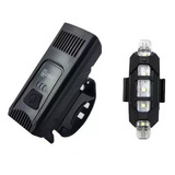 Kit Farol Bike Frontal + Pisca Traseiro Led Usb Recarregável