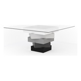 Mesa De Vidrio - Base Laqueada Semi Mate - Cocina - Comedor Patas Marrón