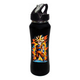 Termo Pitillo Dragon Ball Sayayin Botilito Aluminio Negro 