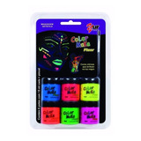 Tinta Neon Para Balao Bubble Tie Dye - Kit Com 6 + Pincel