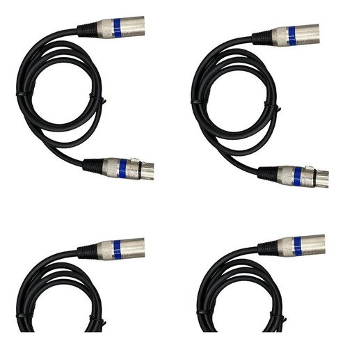 Paquete De 4 Cables Xlr Micrófono Mezcladora Dj Macho-hembra