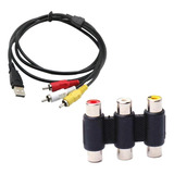 1x Adaptador A 3 Rca Con Convertidor A Rca