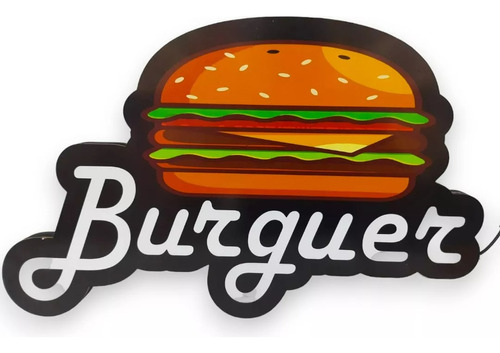 Placa Luminosa Burguer Burger Hambúrguer