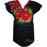 Blusa Artesanal Bordada Cesto De Flores Altos De Chiapas