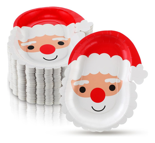 Yungyan 100 Platos Desechables De Navidad, Platos De Papel D