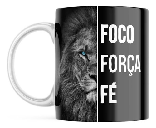 Caneca Porcelana Leão De Judá Jesus Cristo Foco Forca E Fe