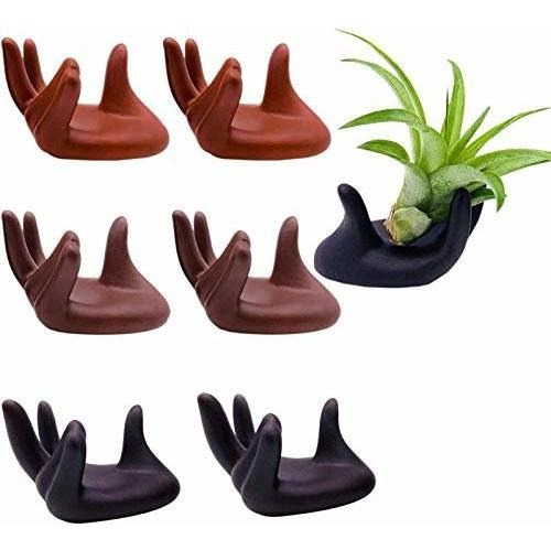 6 Pack Ceramic Air Plant Stand Holder  Hand Shape Tilla...