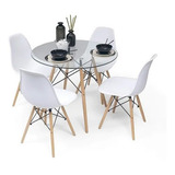 Comedor Eames 80cm Vidrio Con 4 Sillas - Por Irei