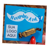 100 Cartão Tema Novembro Azul C/ Bala Personalizado Sua Logo