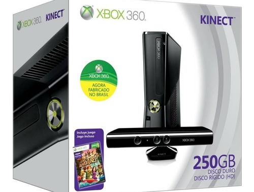 Microsoft Xbox 360 250gb + 2 Controles + Kinect Cor: Preto + 10 Jogos, Todo Original (é Usado).