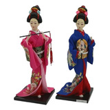 2 Piezas Figurita De Geisha Japonesa Decoración De Muñecas