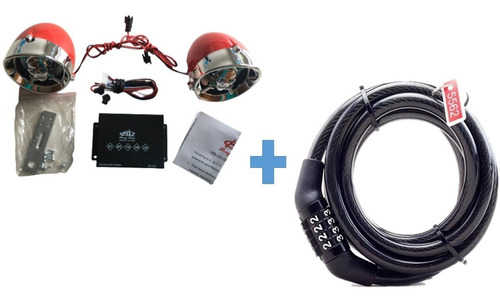 Bocinas Alarma Moto Bluetooth + Cadena Candado Moto Combina