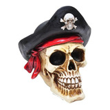 Cranio Caveira Pirata Com Chapéu 12cm Resina