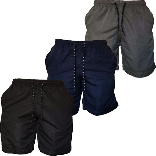 Kit 3 Shorts Tactel Masculino C/3 Bolsos Academia Fitness