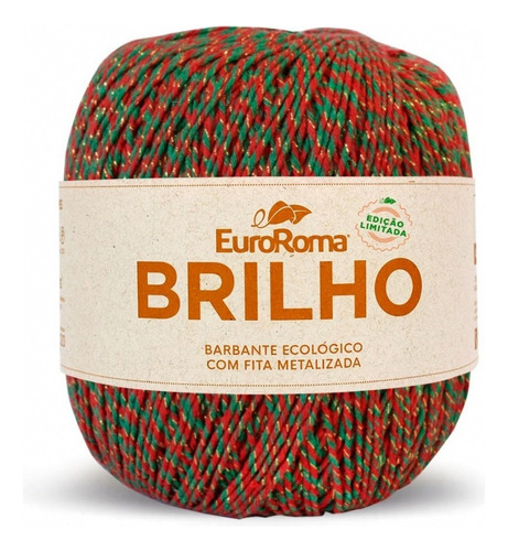 Barbante Colorido Euroroma 6 Brilho Ouro 400g Tricô Crochê Cor 5030 - Natal